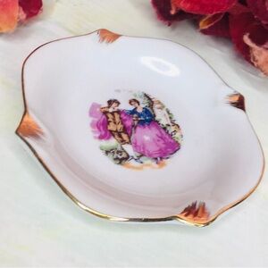 Vintage MCM Porcelain   Fragonard’s Courting Couple  Ashtray Trinket Dish